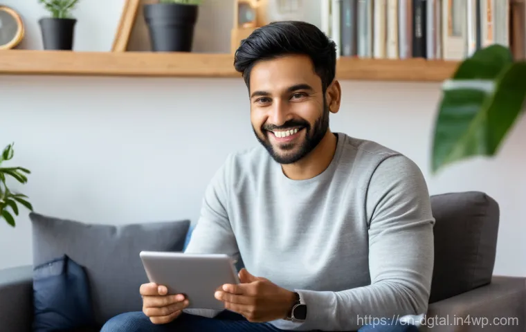 디지털 노마드의 개인 브랜드 강화 방법 - **Prompt 1: Digital Nomad's Productive Oasis**
    A vibrant, high-angle shot capturing a smiling yo...