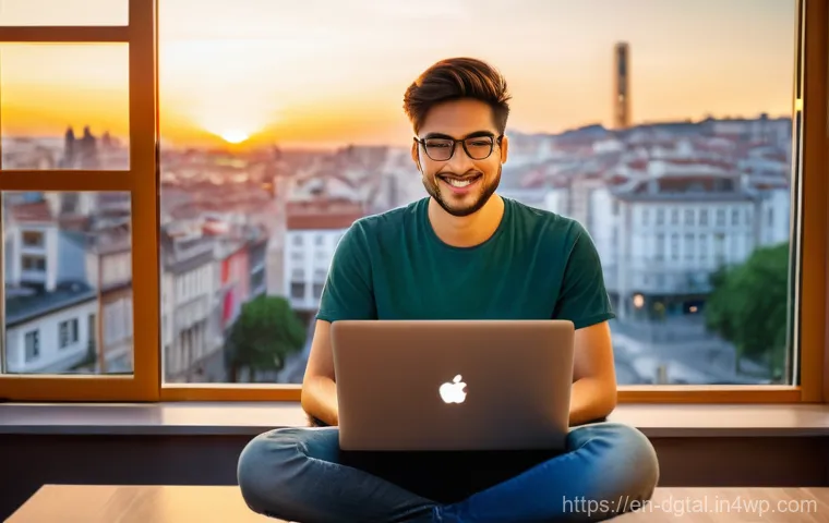 디지털 노마드의 시차 문제 해결하기 - **Prompt:** A young, diverse digital nomad, comfortably dressed in casual but modest clothing (such ...