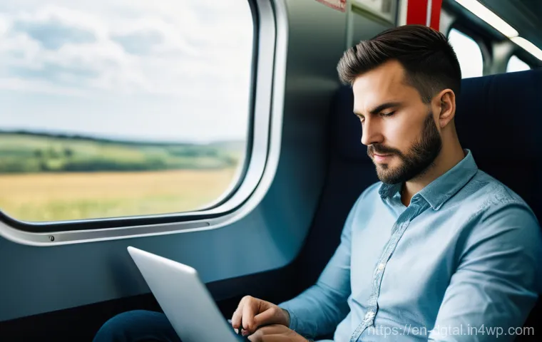 디지털 노마드의 글로벌 작업 환경 조성 - **"A modern, diverse digital nomad, a woman in her late 20s, with a focused yet calm expression, sit...